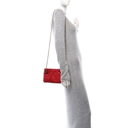 Salvatore Ferragamo Calfskin Gancini Marsala Lineage Mini Chain Bag Red 2 of 10