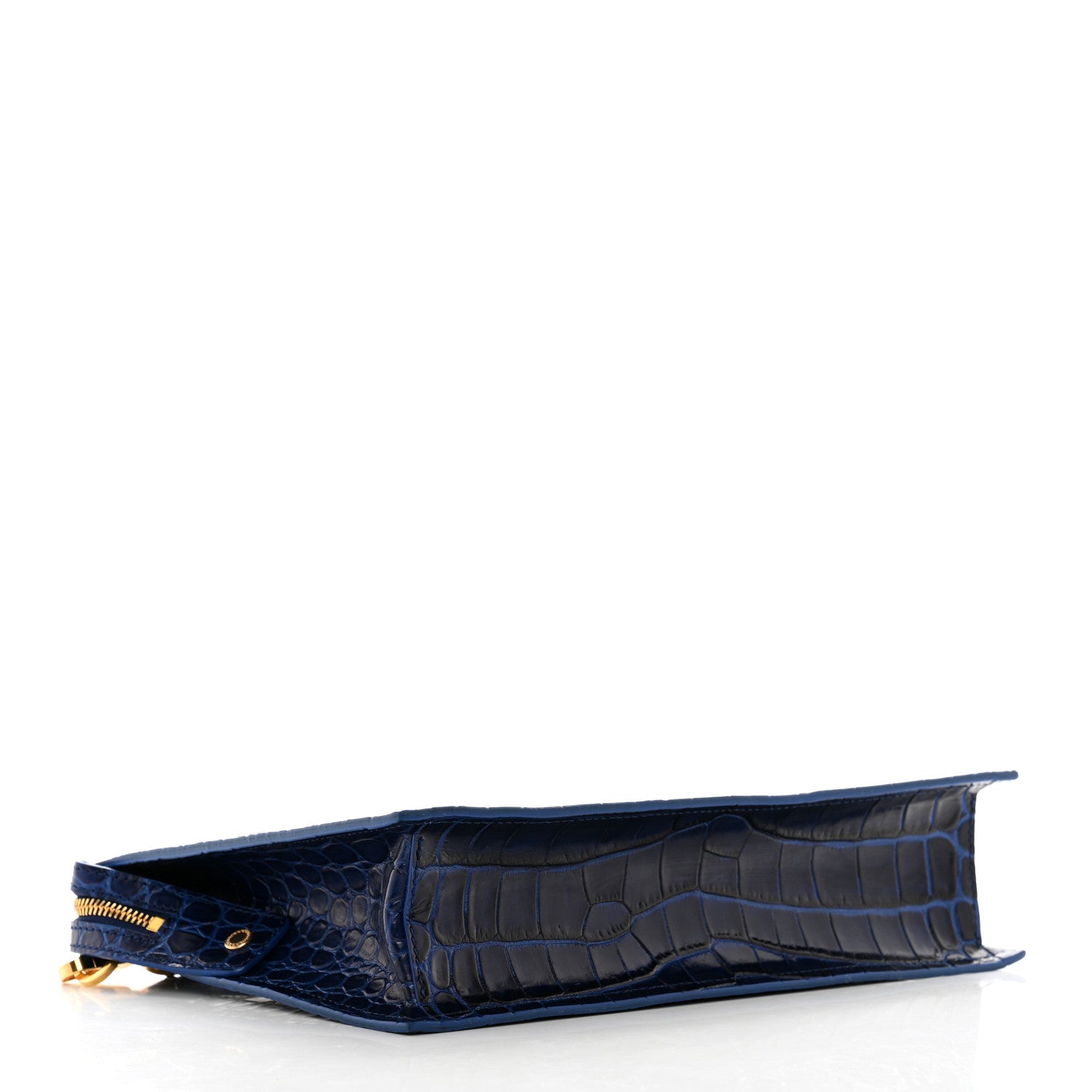 Versace Calfskin Crocodile Embossed La Medusa Pouch Blue 4 of 6