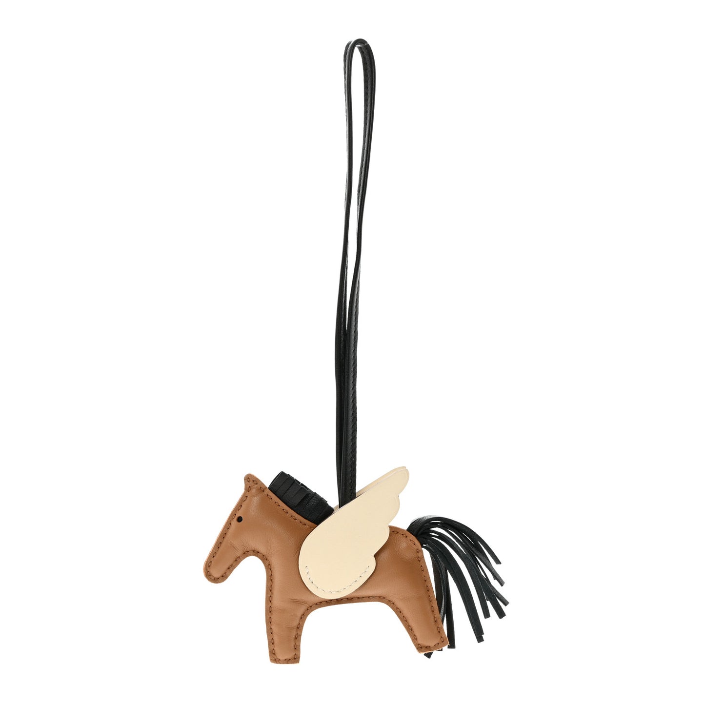 Milo Lambskin Grigri Rodeo Pegase Horse Bag Charm PM Sesame Black Nata