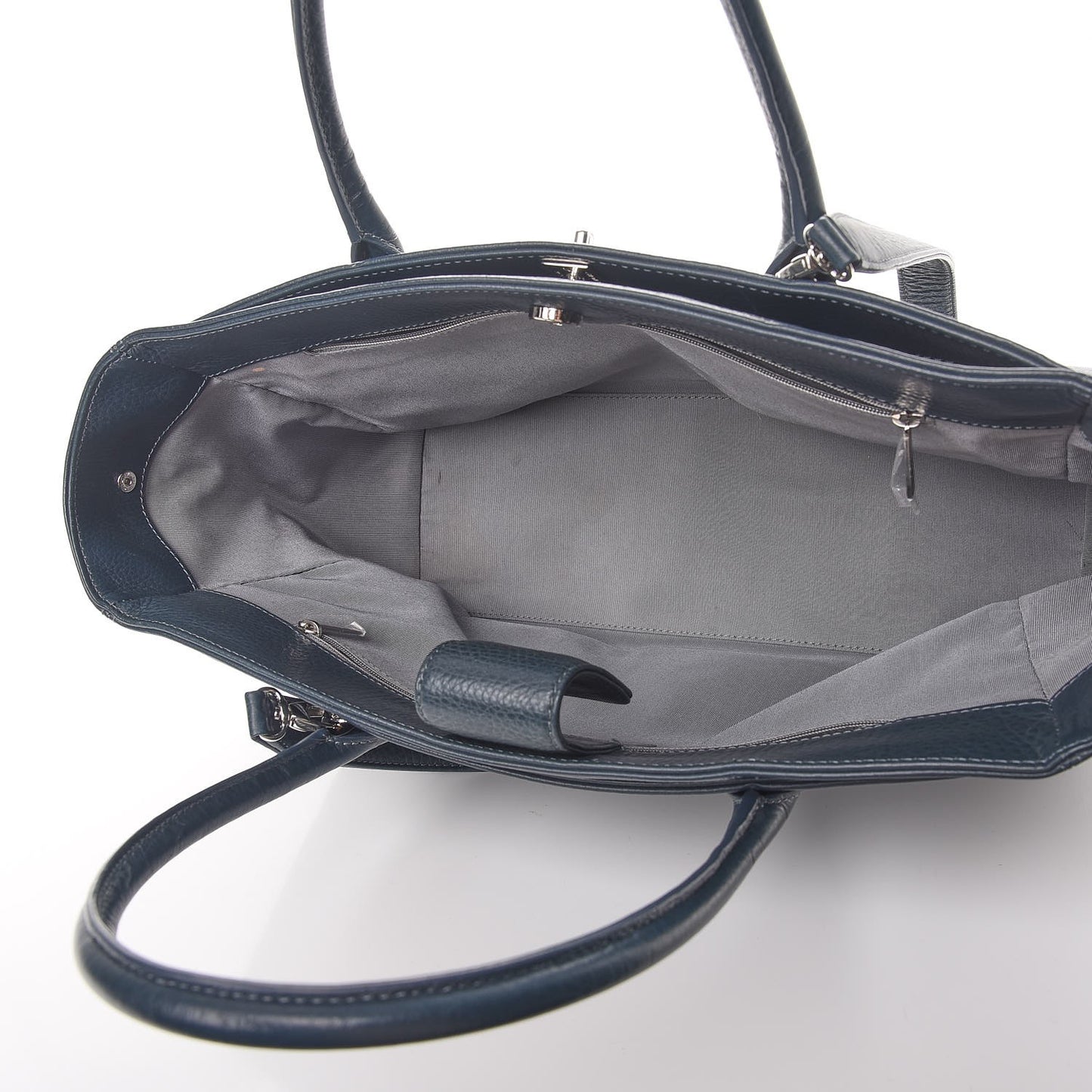 Calfskin Cerf Executive Shopper Tote Blue