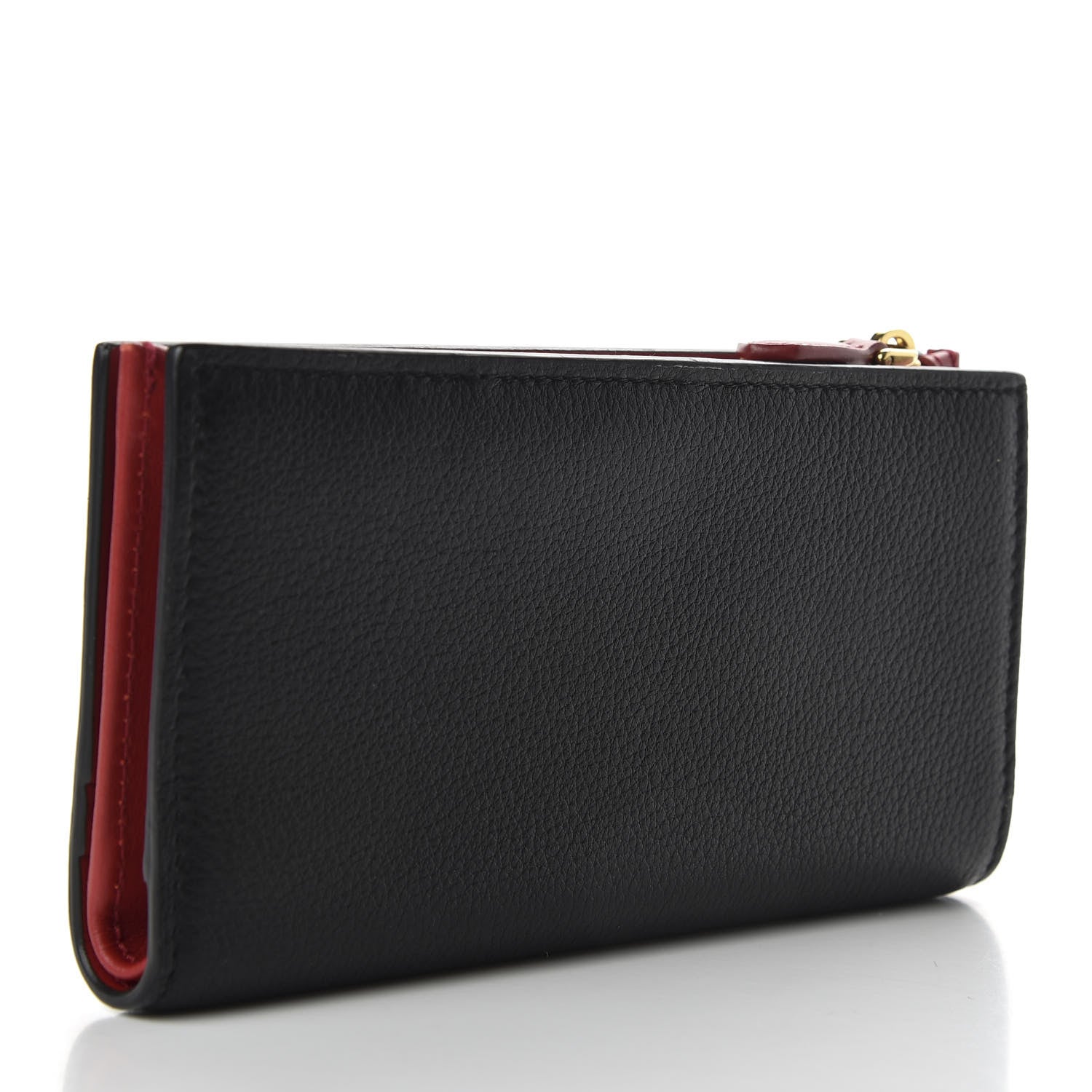 Prada Daino Colour Large Snap Wallet Black Fuoco 3 of 7