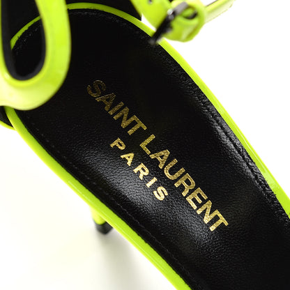 Saint Laurent Patent Anja 85 Ankle Strap Pointed Pumps 37.5 Fluo Yellow 8 of 10