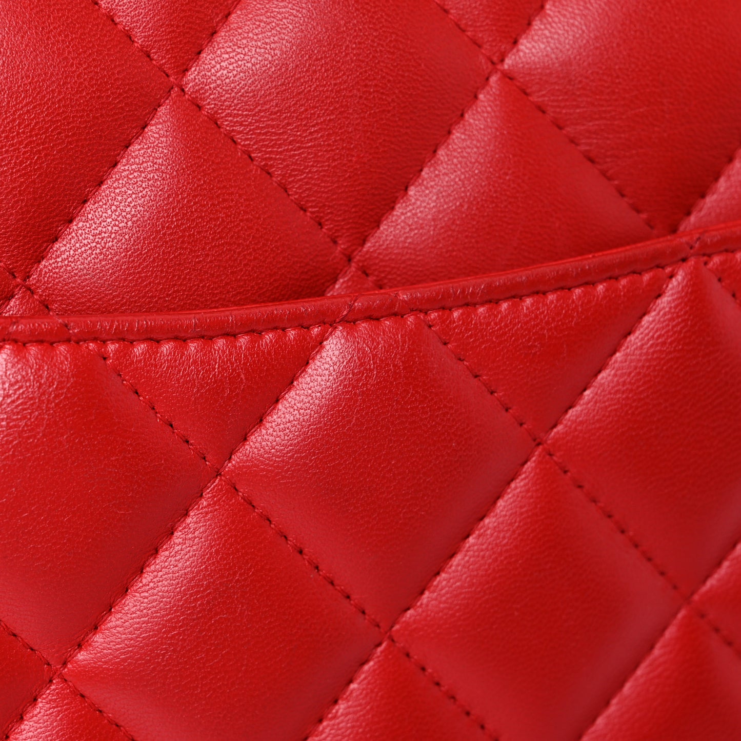 Lambskin Quilted Jumbo Double Flap Red