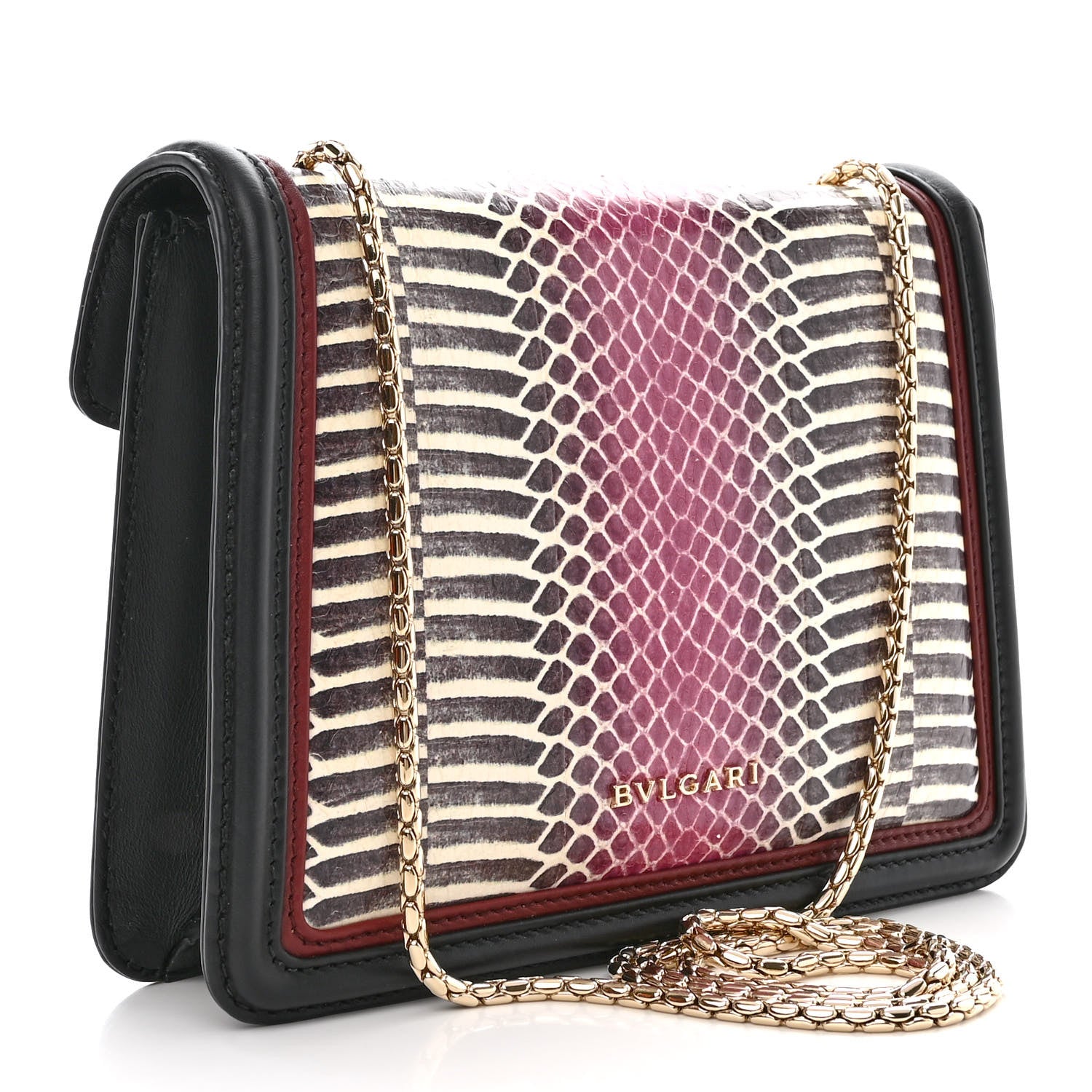 Bulgari Calfskin Elaphe Serpenti Forever Crossbody Bag Ruby Wine Black Multicolor 4 of 12
