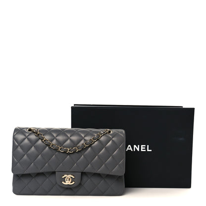 Chanel Lambskin Quilted Medium Double Flap Dark Grey 12 of 12