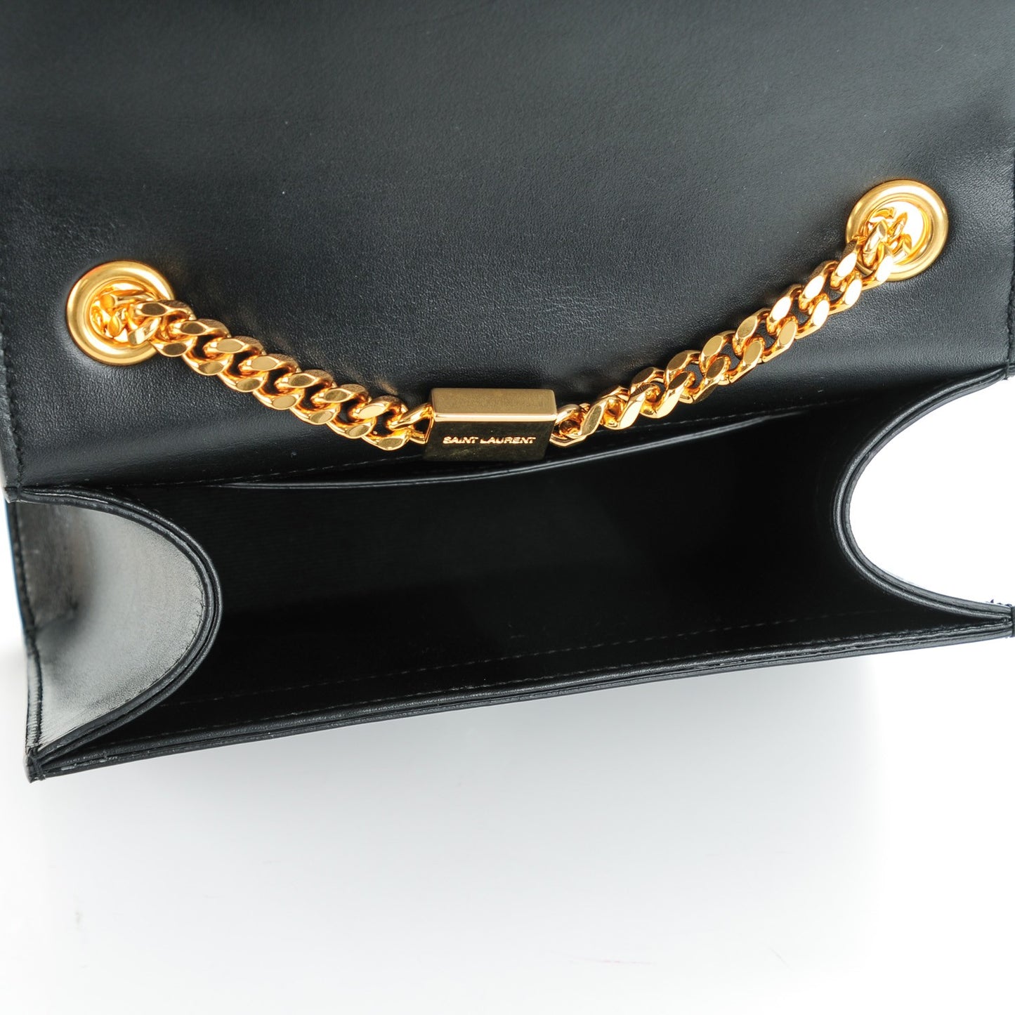 Calfskin Small Monogram Kate Tassel Heart Satchel Black Rouge