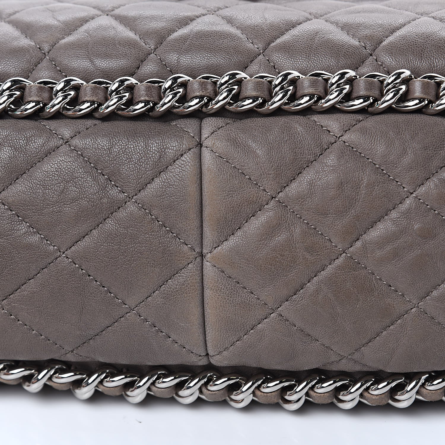 Chanel Washed Lambskin Quilted Chain Around Maxi Flap Brown 11 of 19