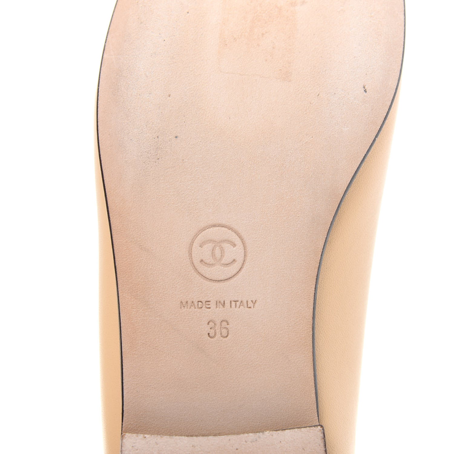 Chanel Lambskin Cap Toe CC Ballerina Flats 36.5 Beige Black 9 of 12