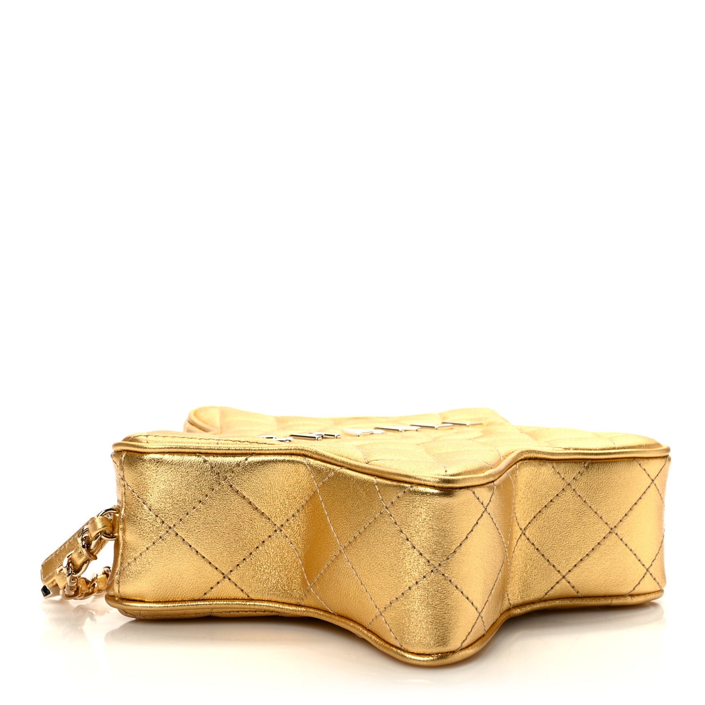 Metallic Lambskin Quilted Walk Of Fame Star Bag Gold