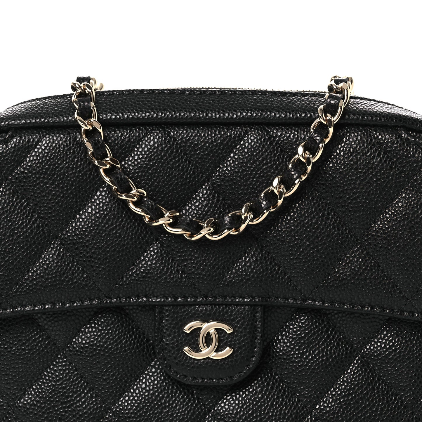 Caviar Quilted Chain Camera Bag Black