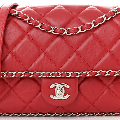 Chanel Crumpled Calfskin Medium Chain All Over Flap Red 8 of 10