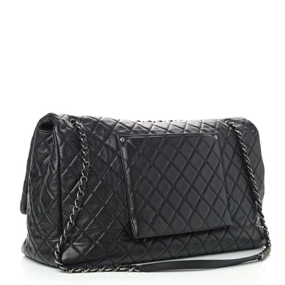 Chanel Calfskin Quilted XXL Travel Flap Bag Black 2 of 9