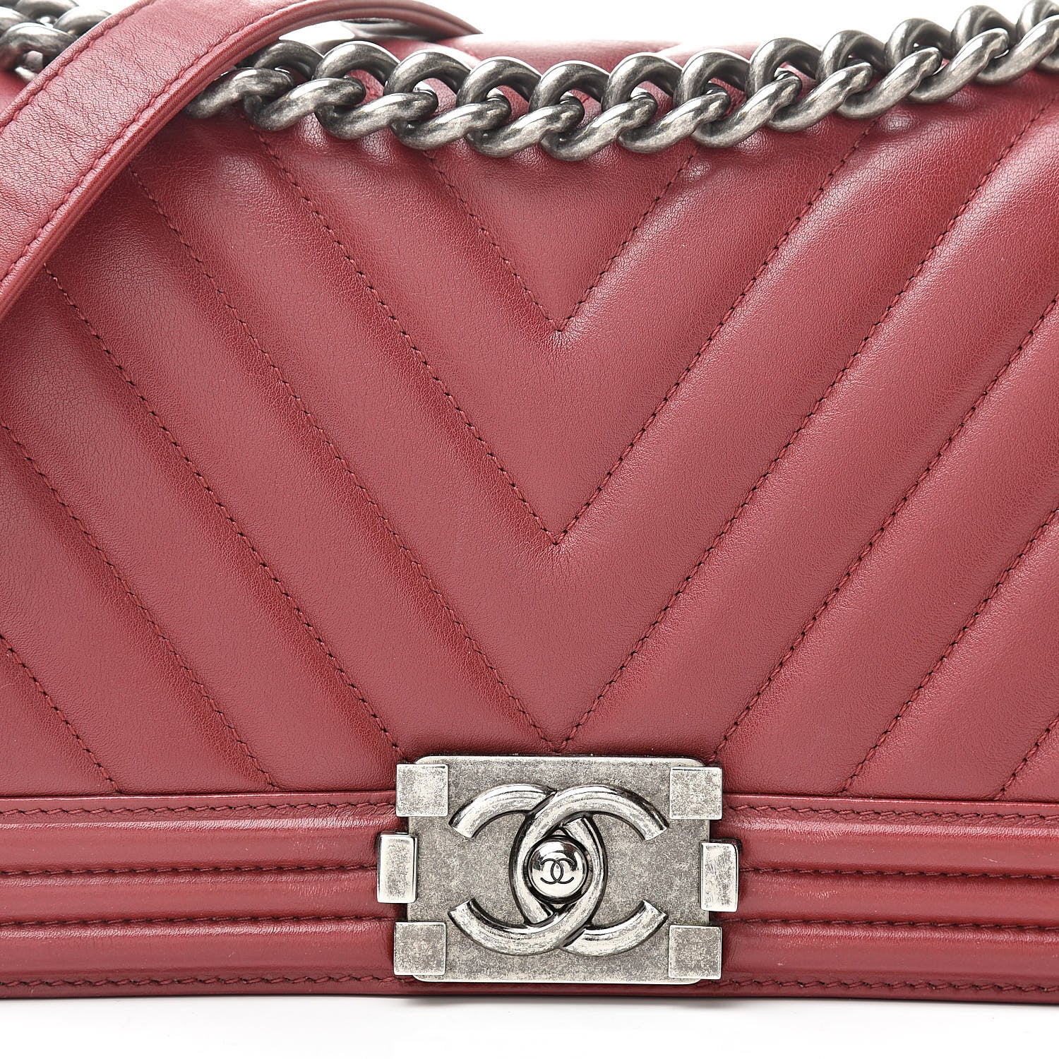 Chanel Calfskin Chevron Quilted Medium Boy Flap Red 8 of 17