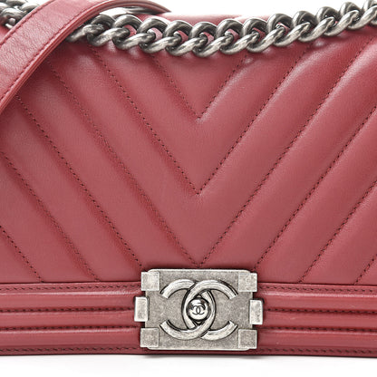 Chanel Calfskin Chevron Quilted Medium Boy Flap Red 8 of 17