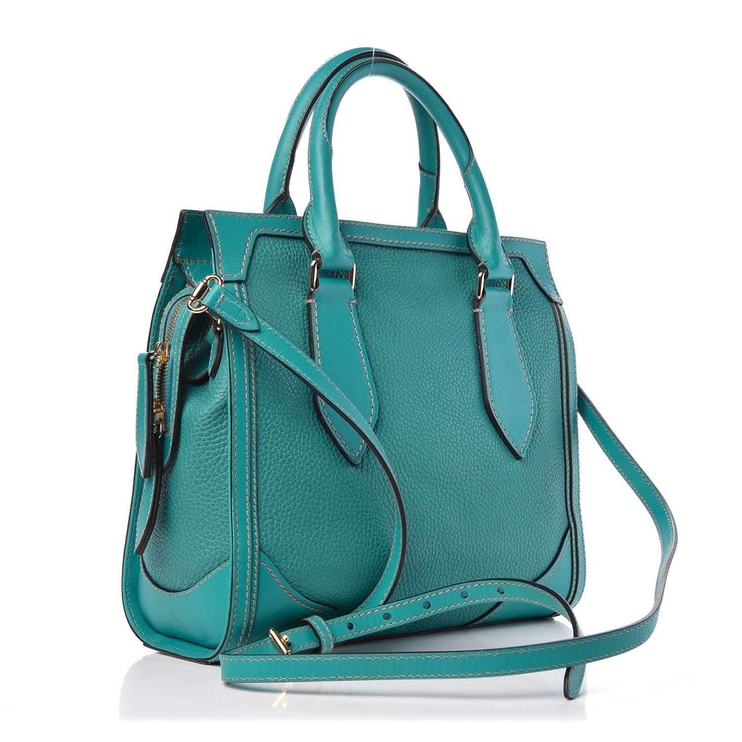 Burberry Pebbled Calfskin Small Honeywood Tote Kingfisher 4 of 14