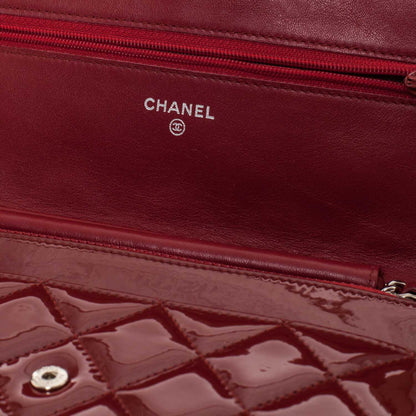 Chanel Patent Quilted Brilliant Wallet On Chain WOC Red 6 of 9