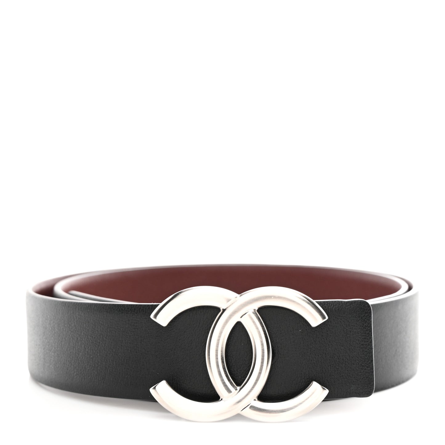 Calfskin CC Reversible Belt 80 32 Black Burgundy