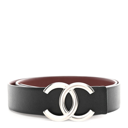 Chanel Calfskin CC Reversible Belt 80 32 Black Burgundy 1 of 7