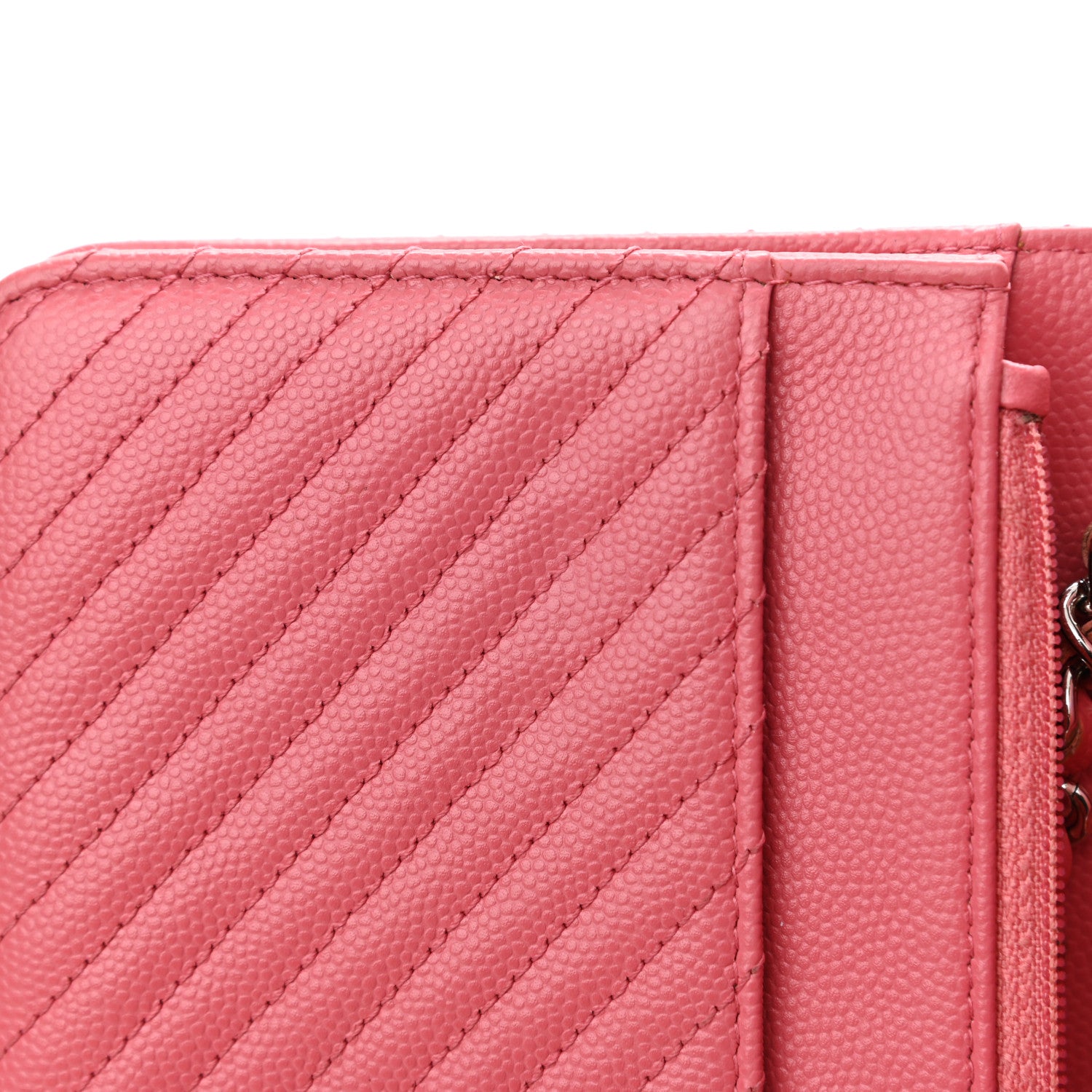 Chanel Caviar Chevron Quilted Wallet On Chain WOC Pink 13 of 14