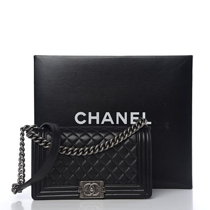 Chanel Lambskin Quilted Medium Boy Flap Black 11 of 11