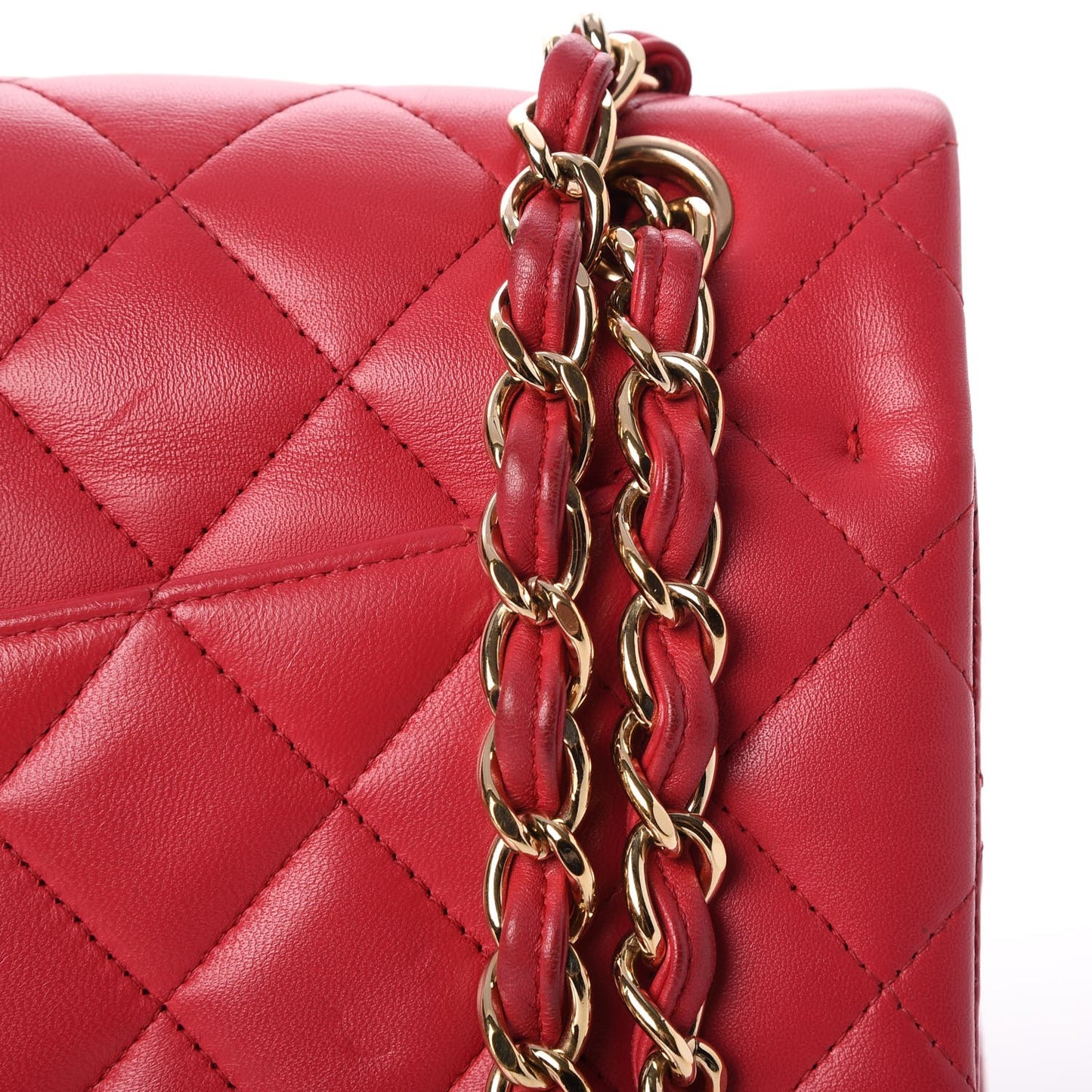 Lambskin Quilted Jumbo Double Flap Dark Pink