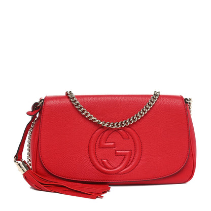 Gucci Pebbled Calfskin Medium Soho Flap Crossbody Tabasco Red 1 of 9