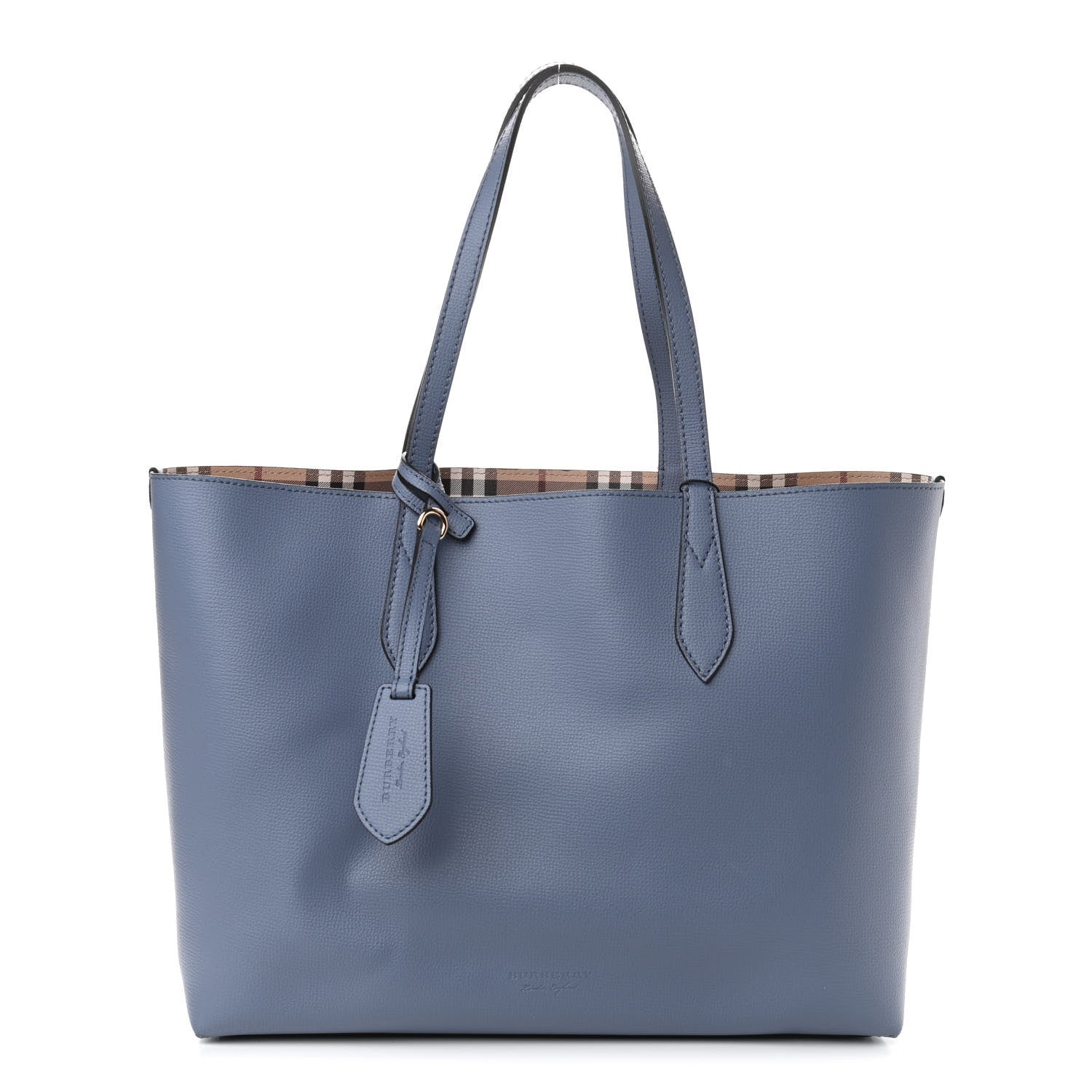Burberry Calfskin Haymarket Check Medium Reversible Tote Blue 1 of 10