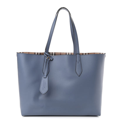 Burberry Calfskin Haymarket Check Medium Reversible Tote Blue 1 of 10