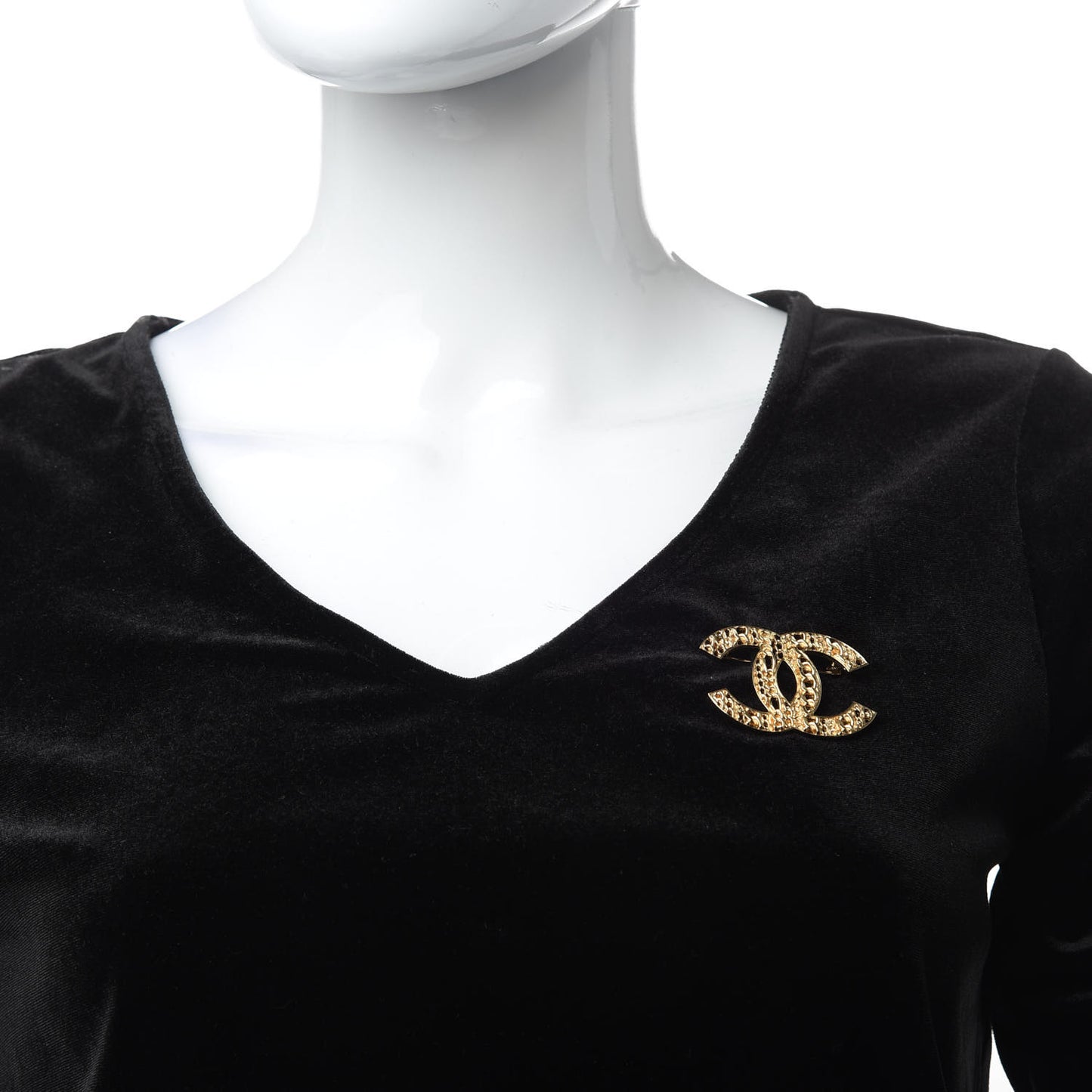 Chain CC Brooch Pin Light Gold