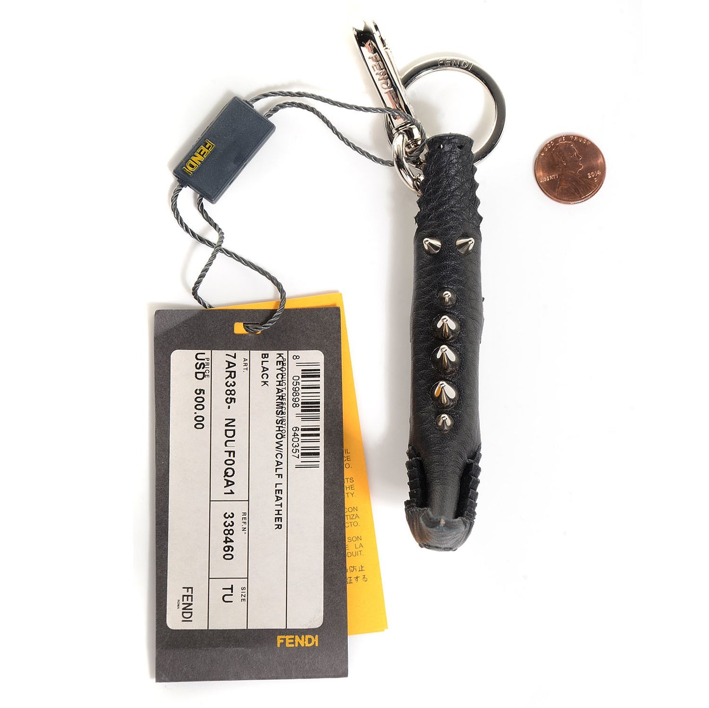 Calfskin Gator Charm Key Fob Black