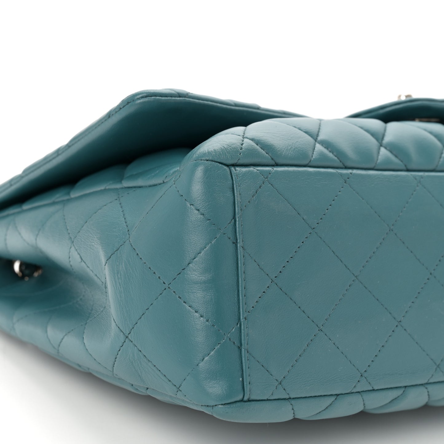 Lambskin Quilted Maxi Single Flap Turquoise