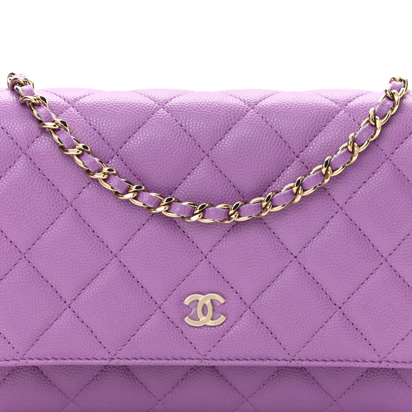 Caviar Quilted Wallet On Chain WOC Purple