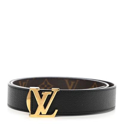 Louis Vuitton Calfskin Monogram 30mm LV Initiales Reversible Belt 80 32 Black 2 of 9
