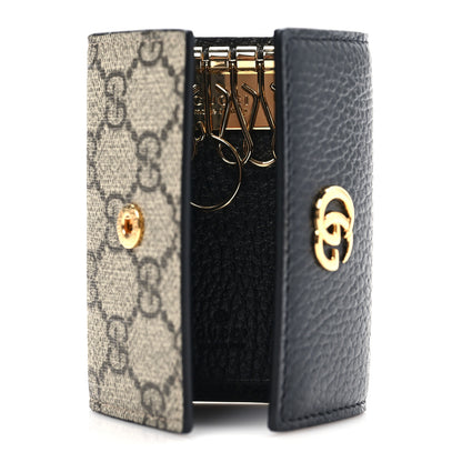 Gucci Dollar Calfskin GG Supreme Monogram GG Marmont 6 Key Holder Case Black Beige Ebony 5 of 7