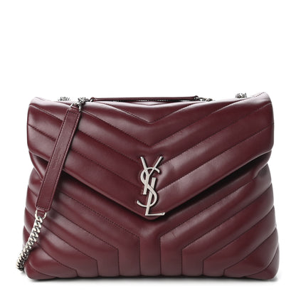 Saint Laurent Calfskin Y Quilted Monogram Medium Loulou Chain Satchel Rouge Legion 1 of 10