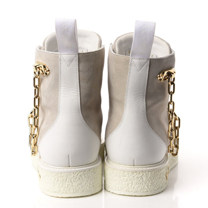 Louis Vuitton Calfskin Suede Mens Creeper Ankle Boots 7 White 5 of 10