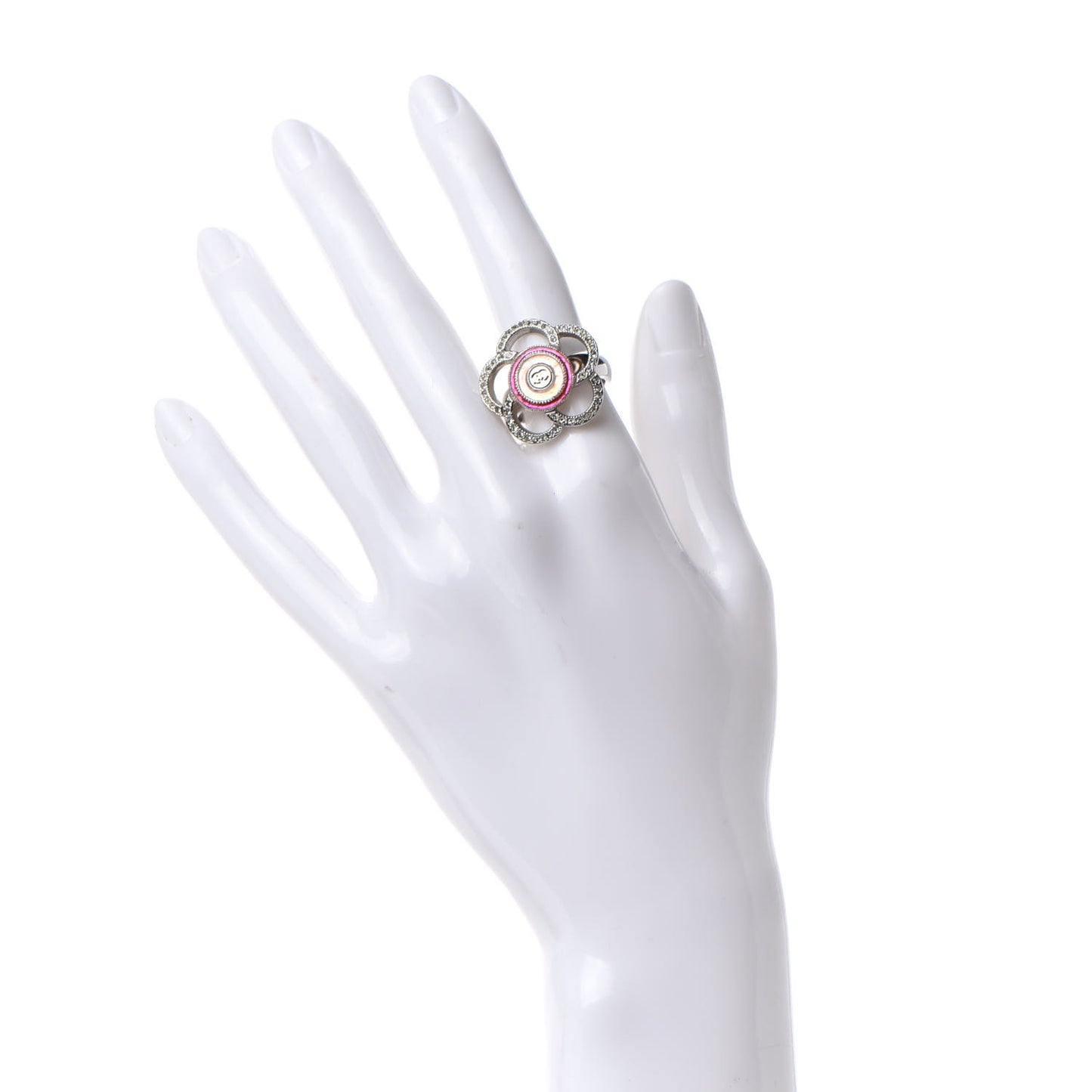Crystal Camellia Ring 5.25 Silver