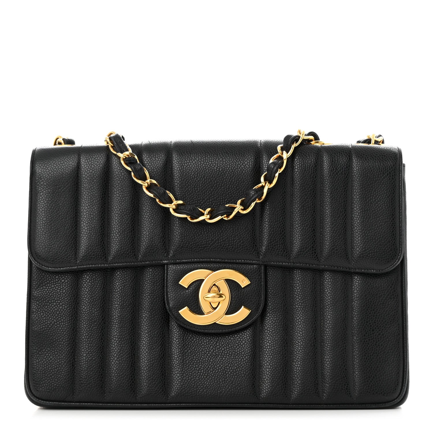 Chanel Caviar Vertical Quilt Jumbo Single Flap Black 1 of 10