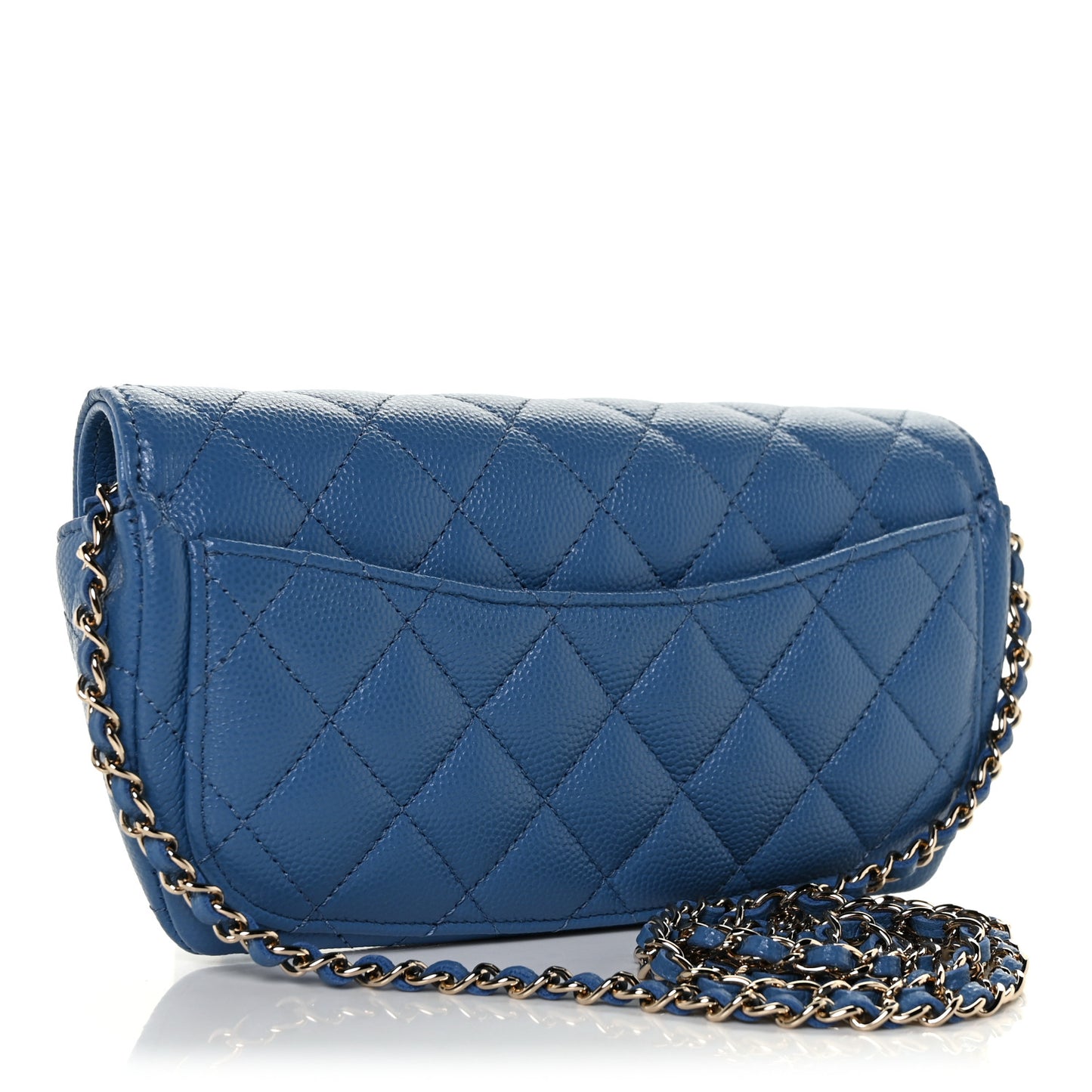 Caviar Quilted Glasses Case With Chain Blue