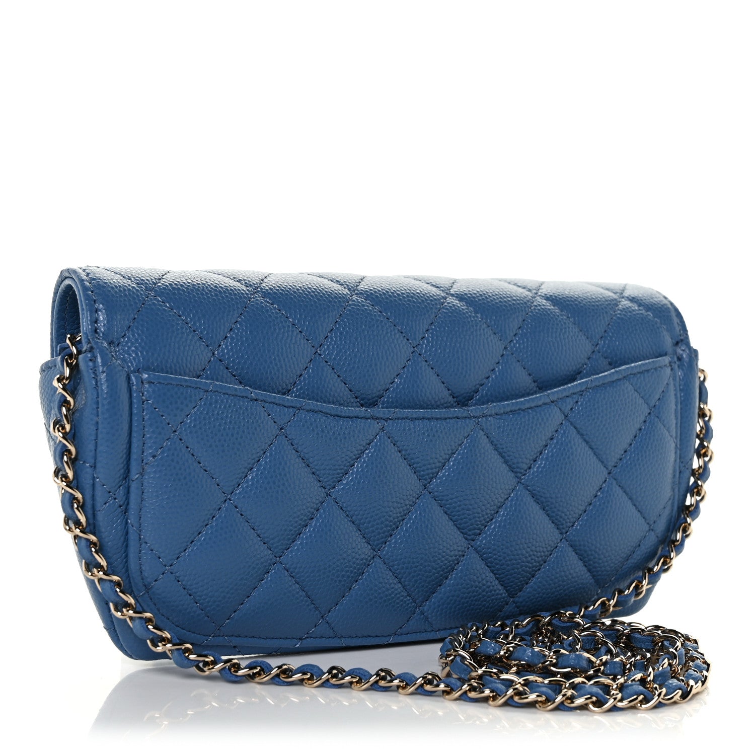 Chanel Caviar Quilted Glasses Case With Chain Blue 3 of 12