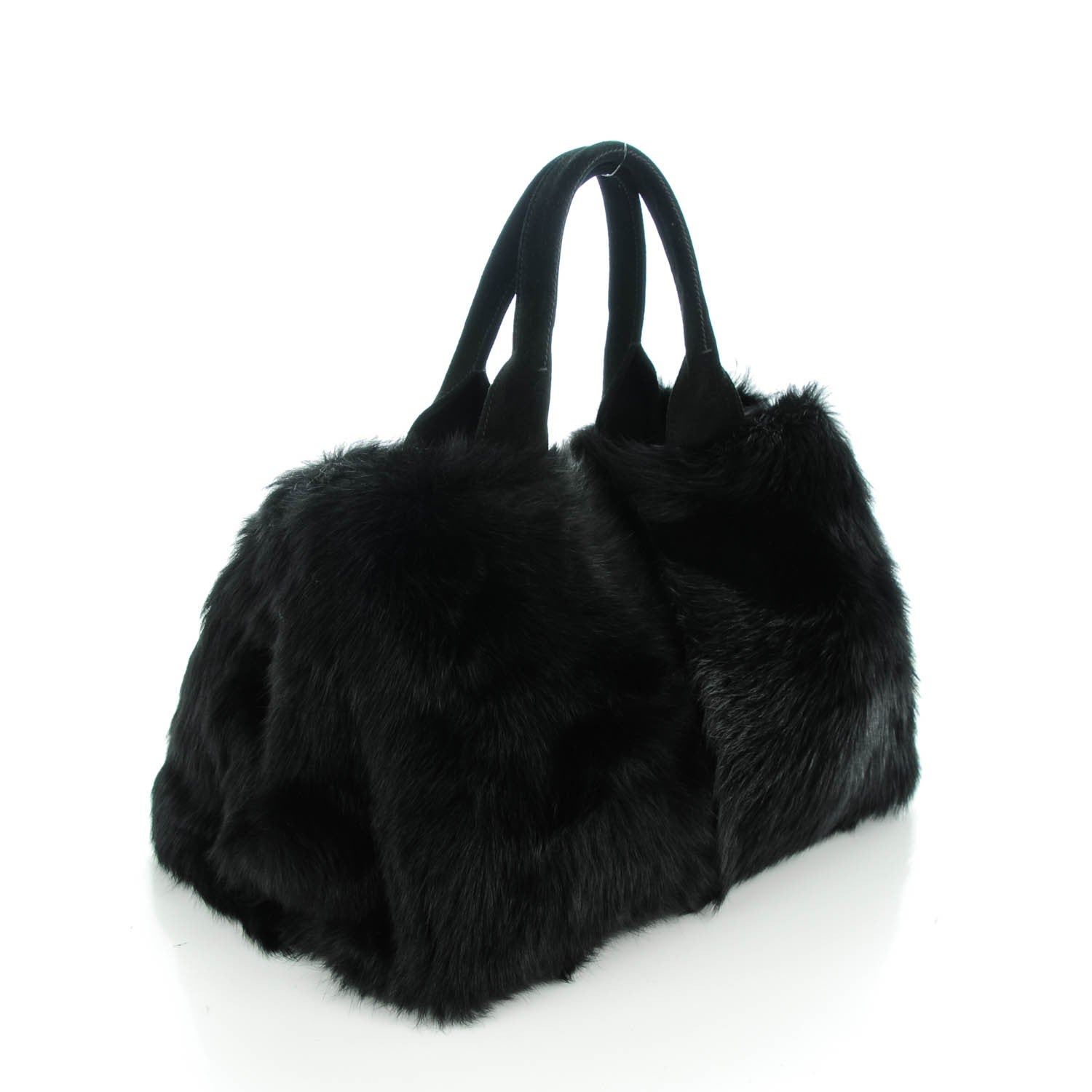 Prada Eco Lapin Faux Fur Handbag Black 3 of 9