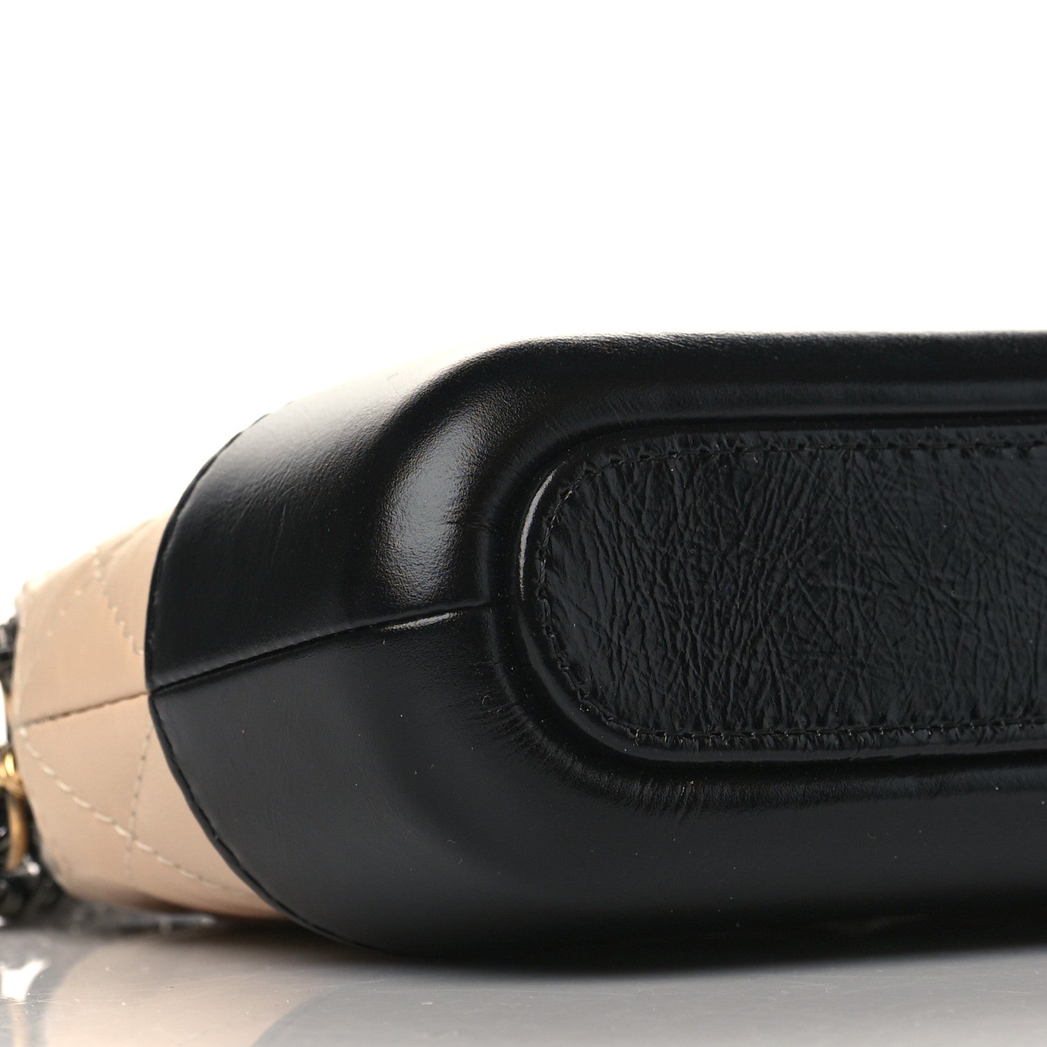Chanel Aged Calfskin Quilted Small Gabrielle Clutch With Chain Beige Black 9 of 11