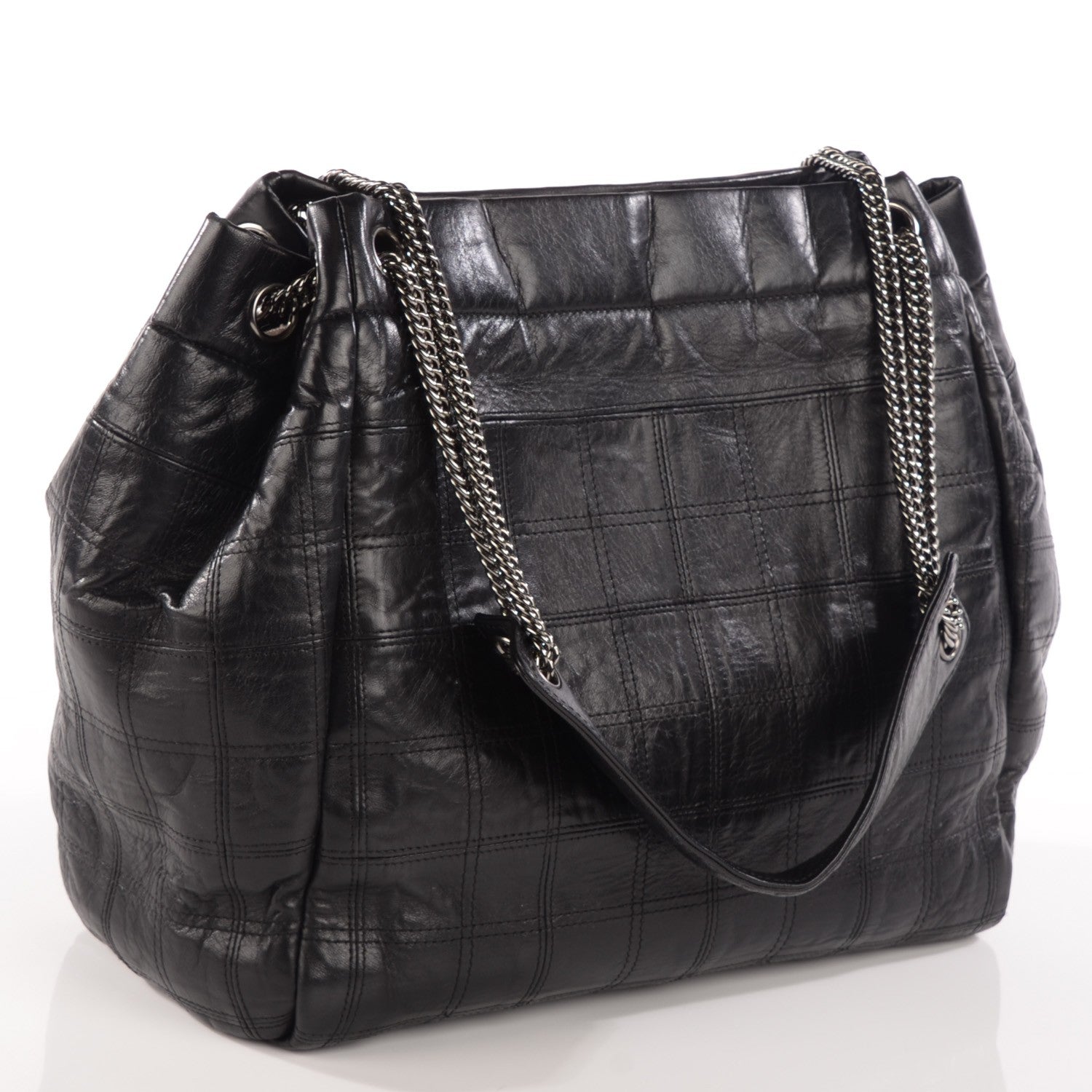 Chanel Lambskin Square Stitched Lax Accordion Shoulder Bag Black 3 of 8