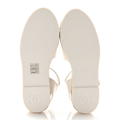 Chanel Lambskin Cap Toe CC Espadrille Sandals 35 White Black 5 of 11