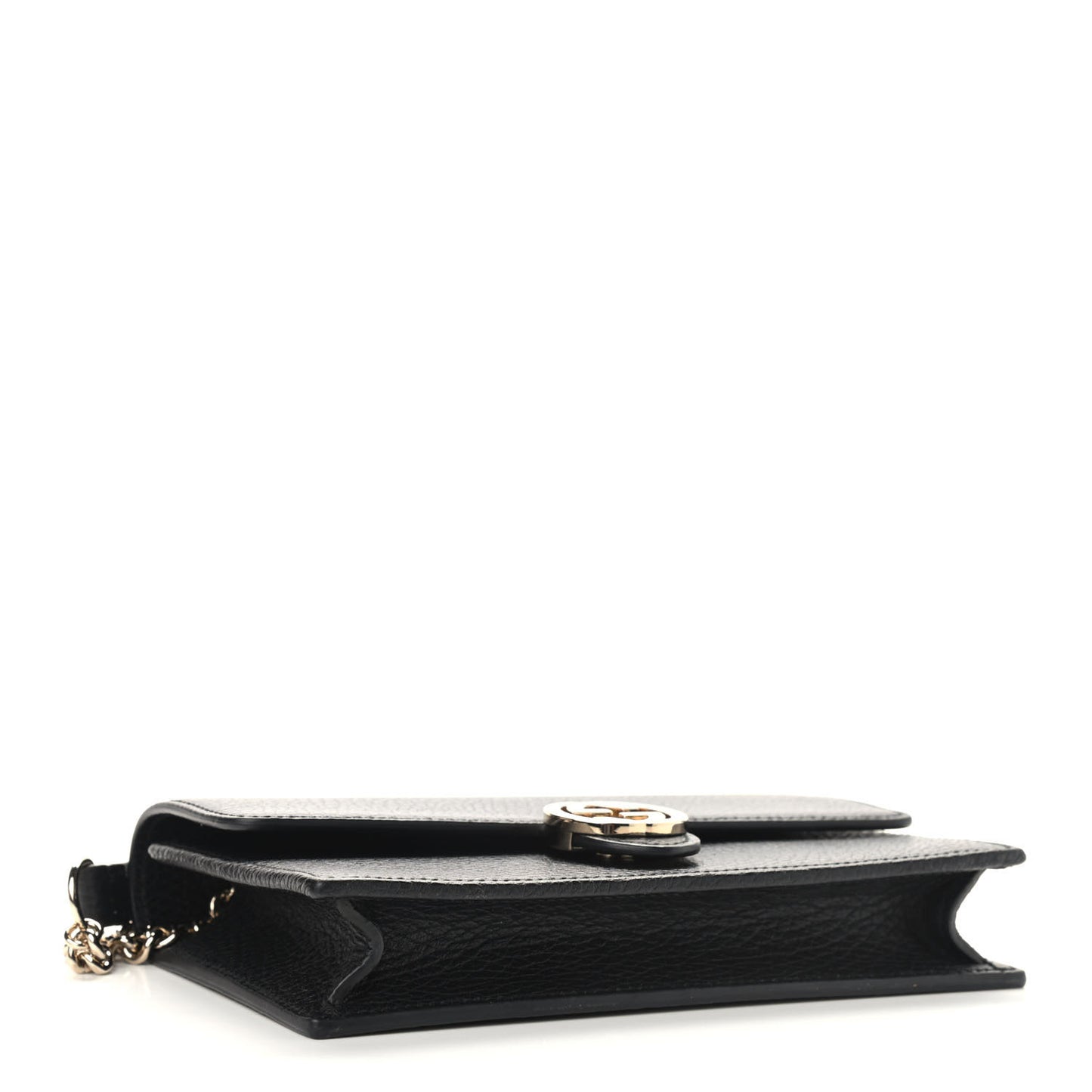 Dollar Calfskin Interlocking G Chain Wallet Black