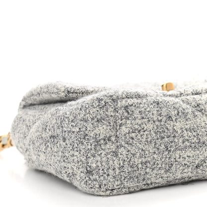 Chanel Tweed Quilted Medium Chanel 19 Flap Grey Ecru 9 of 10