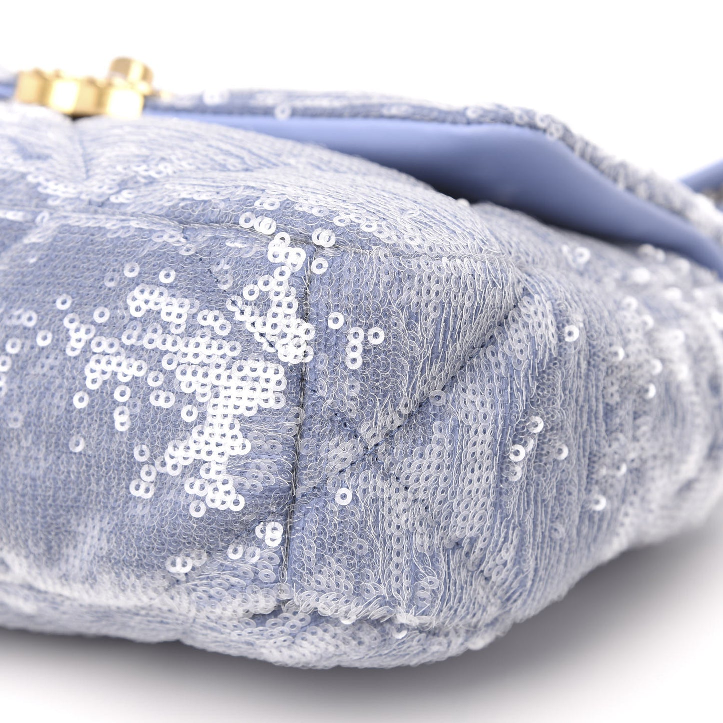 Sequin Quilted Medium 19 Flap Light Blue
