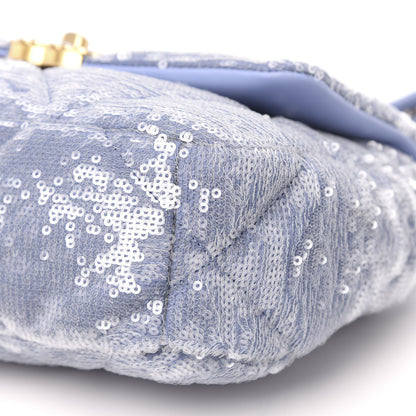 Chanel Sequin Quilted Medium 19 Flap Light Blue 10 of 10