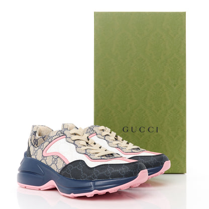 Gucci GG Supreme Monogram Rhyton Sneakers 37 Beige Blue Pink 8 of 8
