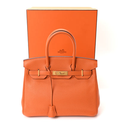 Hermes Taurillon Clemence Birkin 30 Orange 11 of 11